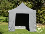 Tente pliante FleXtents PRO Steel 3x3m Gris, avec 4 cotés