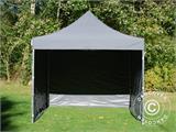 Tente pliante FleXtents PRO Steel 3x3m Gris, avec 4 cotés