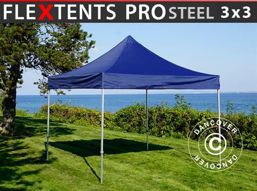 Tente pliante FleXtents PRO Steel 3x3m Bleu foncé