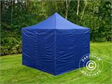 Faltzelt FleXtents PRO Steel 3x3m Dunkeblau, mit 4 Seitenwänden