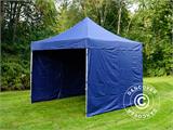 Tente pliante FleXtents PRO Steel 3x3m Bleu foncé, avec 4 cotés