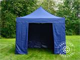 Tente pliante FleXtents PRO Steel 3x3m Bleu foncé, avec 4 cotés