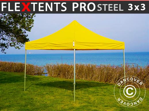 Vouwtent/Easy up tent FleXtents PRO Steel 3x3m Geel
