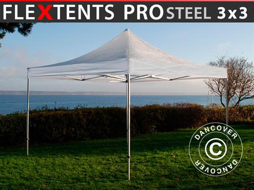Vouwtent/Easy up tent FleXtents PRO Steel 3x3m Doorzichtig