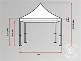 Tenda Dobrável FleXtents PRO Steel "Wave" 3x3m Branca, incl. 4 cortinas decorativas