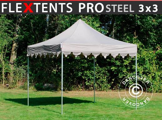 Vouwtent/Easy up tent FleXtents PRO Steel "Morocco" 3x3m Latte