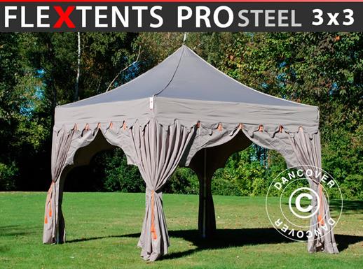 Quick-up telt FleXtents PRO Steel "Raj" 3x3m Latte/Oransje