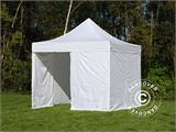 Faltzelt FleXtents PRO Steel 3x3m Weiß, Flammenhemmend, mit 4 Seitenwänden