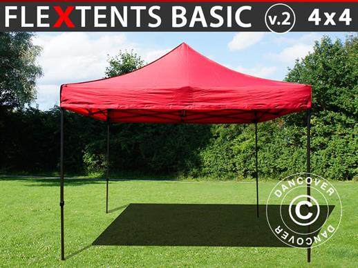 Gazebo pieghevole FleXtents Basic v.2, 4x4m Rosso