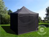 Faltzelt FleXtents Basic v.3, 4x4m Schwarz, mit 4 Seitenwänden