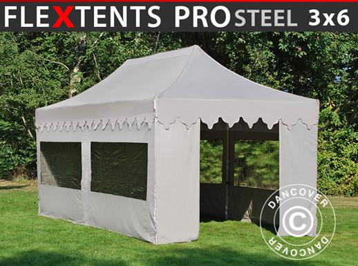 Carpa plegable FleXtents PRO Steel "Morocco" 3x6m Latte, incl. 6 lados