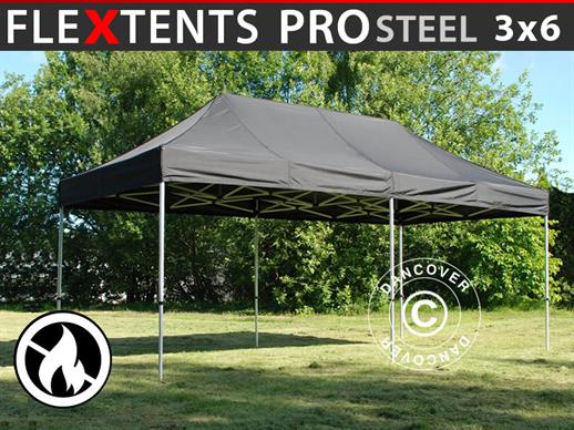 Tente pliante FleXtents PRO Steel 3x6m Noir, Ignifugé