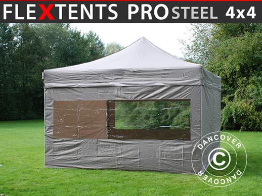 Pop up gazebo FleXtents PRO Steel 4x4 m Latte, incl. 4 sidewalls Pop up gazebo FleXtents PRO Steel 4x4 m Latte, incl. 4 sidewalls