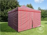 Pop up gazebo FleXtents PRO Steel 4x4 m Striped, incl. 4 sidewalls