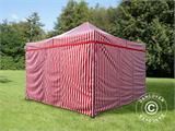 Pop up gazebo FleXtents PRO Steel 4x4 m Striped, incl. 4 sidewalls