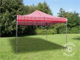 Carpa plegable FleXtents PRO Steel 4x4m Rayado, incl. 4 lados