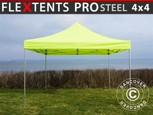 Snabbtält FleXtents PRO Steel 4x4m Neongul/Grön