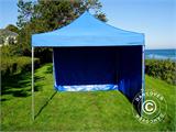 Vouwtent/Easy up tent FleXtents PRO Steel 3x3m Blauw, inkl. 4 Zijwanden
