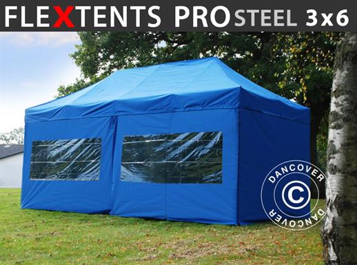 Namiot Ekspresowy FleXtents PRO Steel 3x6m Niebieski, mq 6 ściany boczne