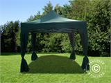 Vouwtent/Easy up tent FleXtents PRO Steel 3x3m Groen, incl. 4 decoratieve gordijnen