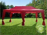 Pop up gazebo FleXtents PRO Steel 3x6 m Red, incl. 6 decorative curtains