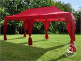 Pop up gazebo FleXtents PRO Steel 3x6 m Red, incl. 6 decorative curtains