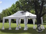 Carpa plegable FleXtents PRO Steel 4x6m Blanco, incl. 8 cortinas decorativas