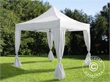 Vouwtent/Easy up tent FleXtents Steel 3x3m Wit, incl. 4 decoratieve gordijnen