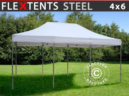 Vouwtent/Easy up tent FleXtents Steel 4x6m Wit