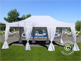 Tente Pliante FleXtents Steel 4x6m Blanc, avec 8 rideaux décoratifs