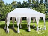 Tente Pliante FleXtents Steel 4x8m Blanc, avec 6 rideaux décoratifs