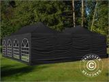 Tente pliante FleXtents Steel 8x8m Noir, 8 parois latérales inclus