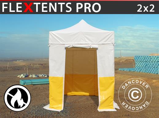 Gazebo pieghevole FleXtents® PRO 2x2m, PVC, Tenda da lavoro, Ritardante di fiamma, incluse 4 pareti laterali