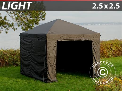 Tente Pliante FleXtents Light 2,5x2,5m Noir, avec 4 cotés