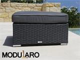 Poly rattan footstool for Modularo, Square, Grey