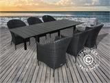 Ensemble table et chaises de jardin avec 1 table + 6 chaises, Key West, noir
