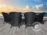 Ensemble table et chaises de jardin avec 1 table + 6 chaises, Key West, noir
