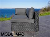 Poly rattan Lounge Sofa, 3 modules, Modularo, Black