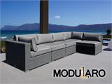 Poly rattan Lounge Sofa I, 5 modules, Modularo, Grey