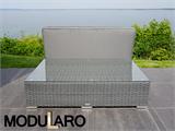 Table rectangulaire Modularo avec surface en verre et cousin, gris