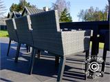 Salon de jardin Miami, 1 table + 8 chaises, noir/gris

