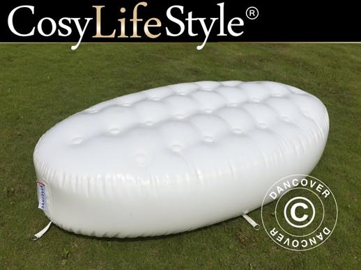 Inflatable bench, Chesterfield style, 1x1.95x0.45 m, White