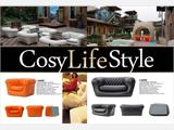 Divano gonfiabile, stile Chesterfield, 2 posti, Nero