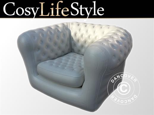 Inflatable armchair, Chesterfield style, Off-White