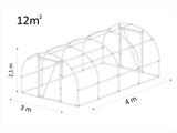 Polytunnel Kasvuhoone 130, 3x4x2,1m, 12m², Selge