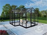 Serra orangerie in vetro 11,5m², 3,73x3,73x2,32m con base, Nero