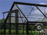 Invernadero orangerie en cristal 11,5m², 3,73x3,73x2,32m con base, Negro