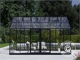 Orangerie, estufa de vidro 13,3m², 4,45x2,99x2,95m c/base e crista, Preto