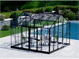Orangery, greenhouse Glass 13.8 m², 3.73x3.71x3.16 m w/base and cresting, Black