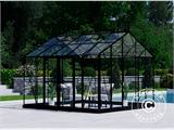 Orangerie/Gewächshaus aus Glas 13,8m², 3,73x3,71x3,16m mit Sockel und Dach, Schwarz